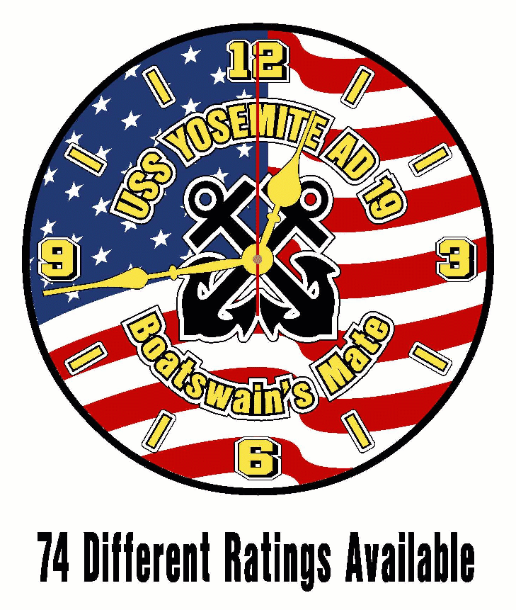 19 Clock USS YOSEMITE AD 19 Quartz Rating 11 Inch Wall Clock Military USN CL001