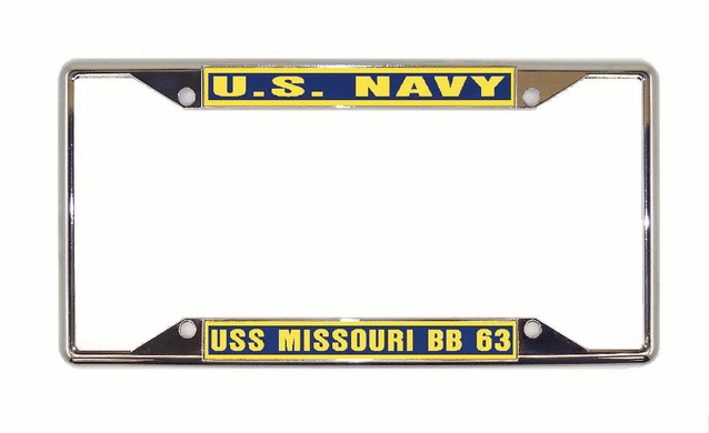 USS MISSOURI BB 63 License Plate Frame All-State Metal Military USN PF