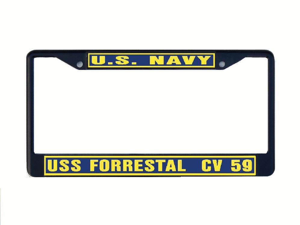 59 Frame USS FORRESTAL CV 59 License Plate Frame Metal or Plastic Military USN