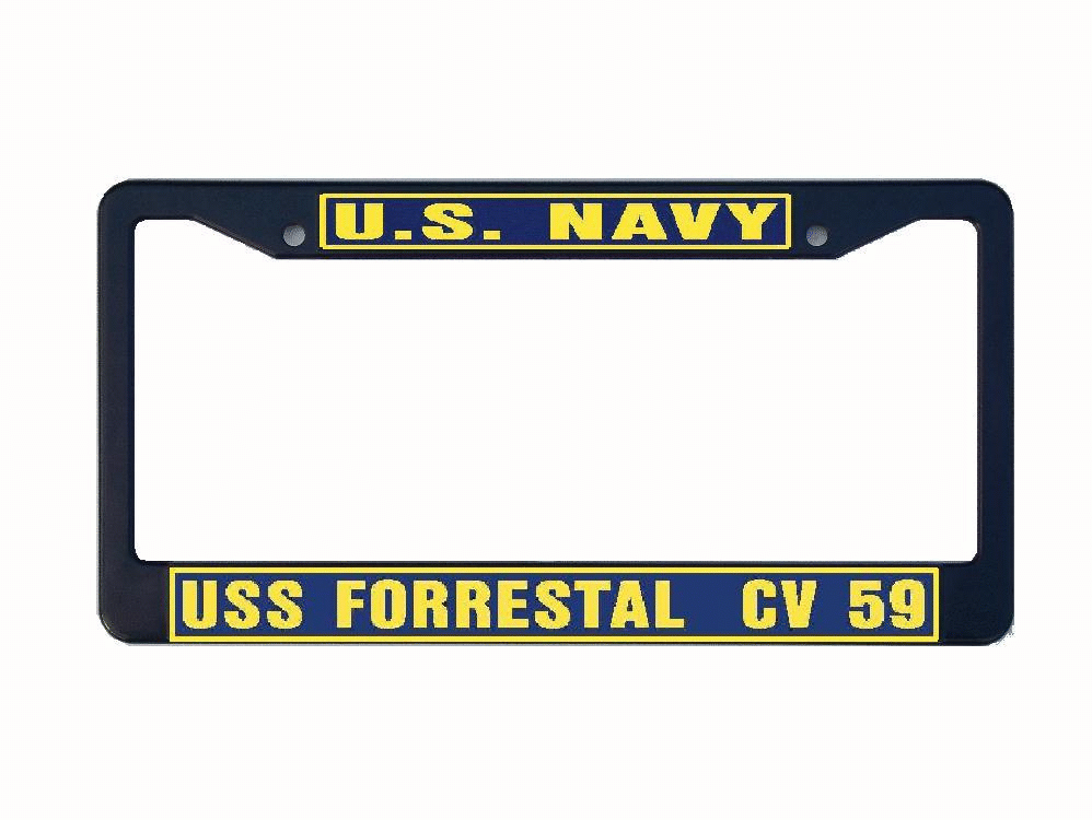 59 Frame USS FORRESTAL CV 59 License Plate Frame Metal or Plastic Military USN