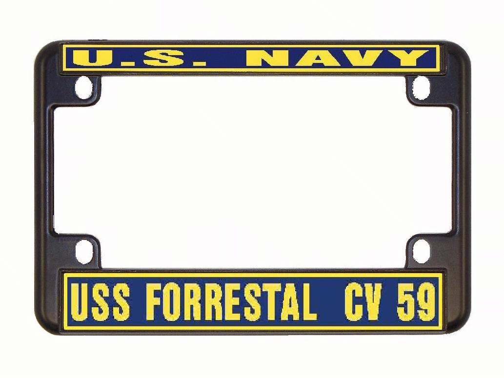 59 Frame USS FORRESTAL CV 59 Motorcycle License Plate Frame Military USN PF003