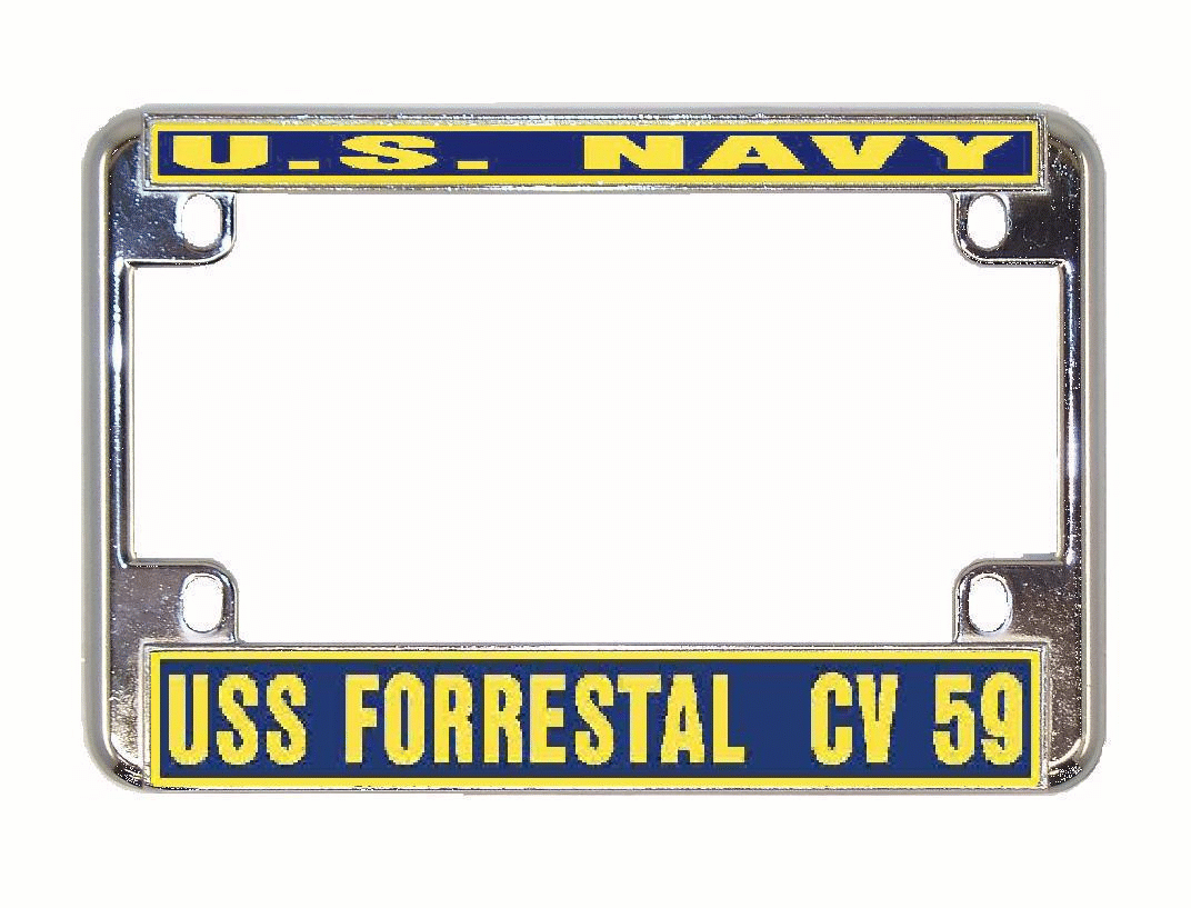 59 Frame USS FORRESTAL CV 59 Motorcycle License Plate Frame Military USN PF003