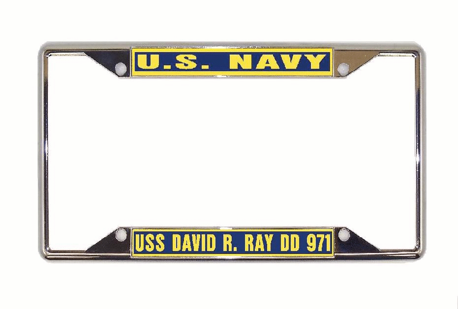 USS DAVID R RAY DD 971 License Plate Frame All-State Metal Military US