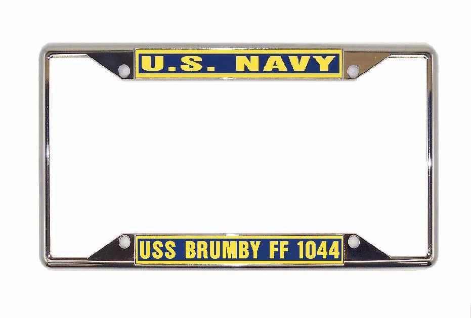USS BRUMBY FF 1044 License Plate Frame All-State Metal Military USN PF