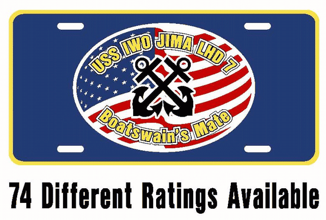 USS IWO JIMA LHD 7 Aluminum Rating License Plate U.S. Flag Military US