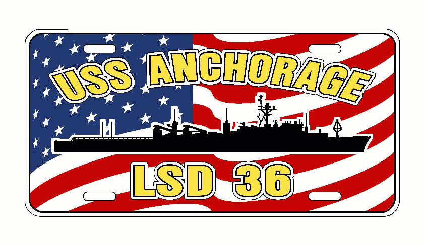 Lsd Flag USS ANCHORAGE LSD 36 Aluminum License Plate U.S. Flag Military USN Car