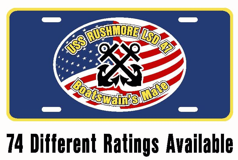 Lsd Flag USS RUSHMORE LSD 47 Aluminum Rating License Plate U.S. Flag Military U