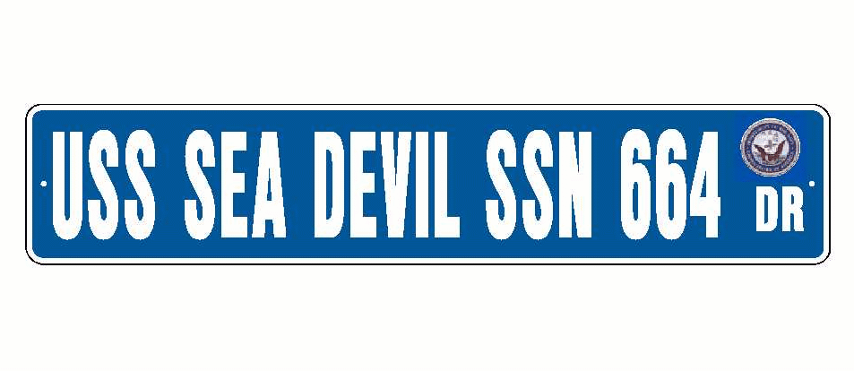 USS SEA DEVIL SSN 664 Aluminum Street Sign Blue / White 6