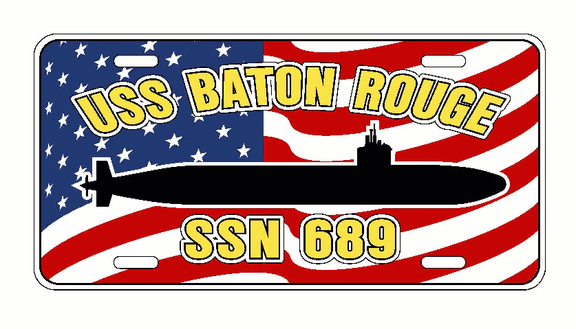 USS BATON ROUGE SSN 689 Aluminum License Plate U.S. Flag Military USN