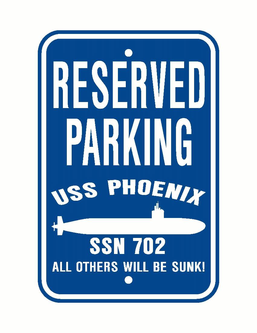 USS PHOENIX SSN 702 Aluminum Parking Sign Blue / White 12