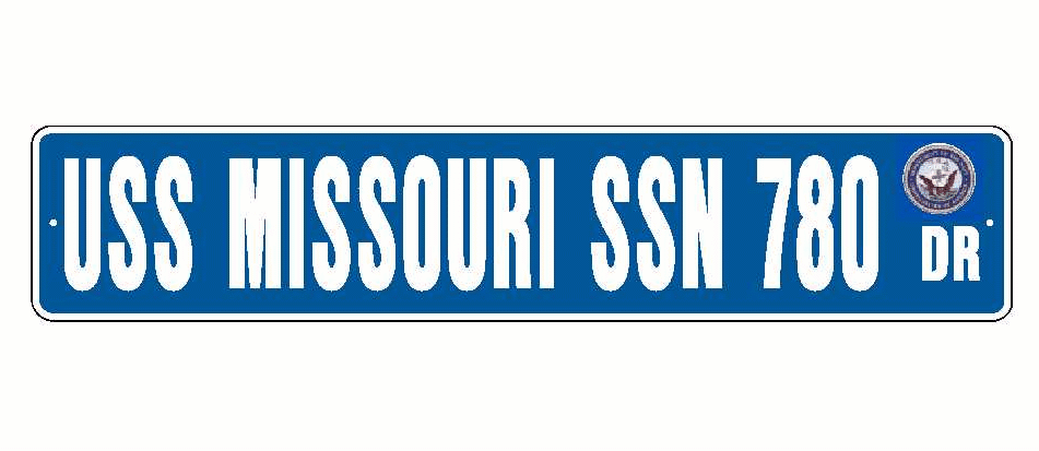 USS MISSOURI SSN 780 Aluminum Street Sign Blue / White 6