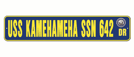 USS KAMEHAMEHA SSN 642 Aluminum Street Sign Navy Blue / Yellow 6
