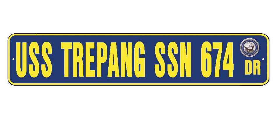 USS TREPANG SSN 674 Aluminum Street Sign Navy Blue / Yellow 6