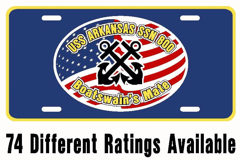 USS ARKANSAS SSN 800 Aluminum Rating License Plate U.S. Flag Military