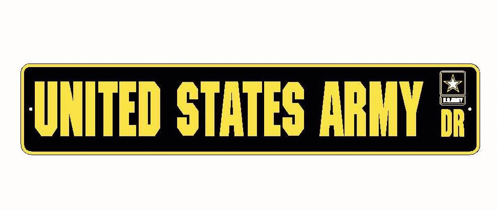 UNITER STATES ARMY Aluminum Street Sign Black / Yellow 6