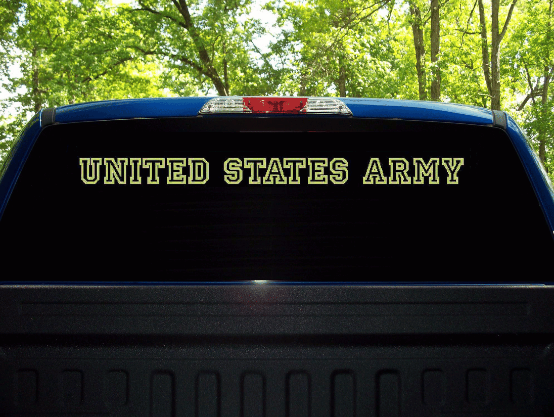 Army Rear Window Graphics UNITED STATES ARMY Vinyl Window Decal Single Color Car Truck RV Milita