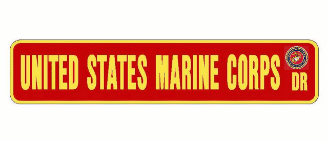 UNITED STATES MARINE CORPS Aluminum Street Sign Red / Yellow 6